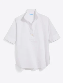 Logan Top in White Shirting Stripe