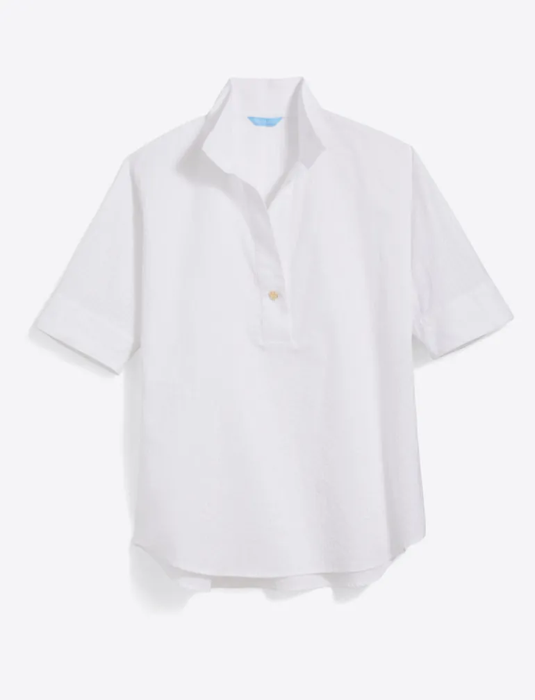 Logan Top in White Shirting Stripe