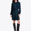 Long Sleeve Belted Dress in Ginko Leaf