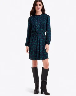 Long Sleeve Belted Dress in Ginko Leaf