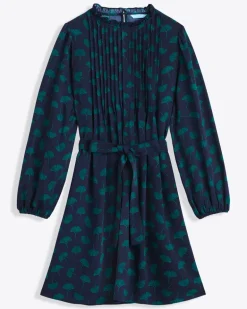 Long Sleeve Belted Dress in Ginko Leaf
