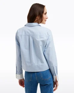 Long-Sleeve Cropped Button Down in Oxford Shirting