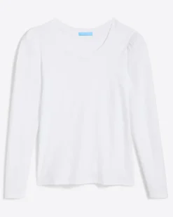 Long-Sleeve Easy Knit Top in White