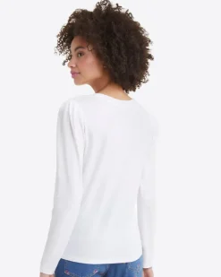Long-Sleeve Easy Knit Top in White