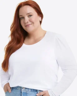 Long-Sleeve Easy Knit Top in White