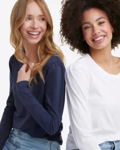 Long-Sleeve Easy Knit Top in White