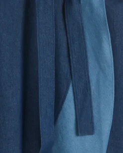 Lorelai Two Tone Sleeveless Wrap Dress in Chambray