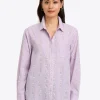 Lynn Long Sleeve Top in Embroidered Cotton Dobby