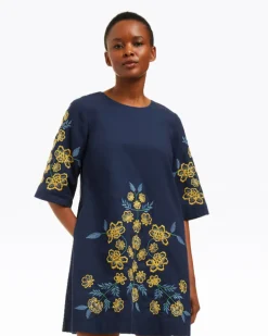 Mallory Embroidered Bell Sleeve Mini Dress