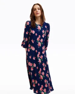 Matilda Crewneck Midi Dress in Magnolia Buds