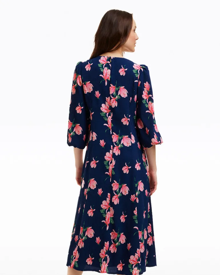 Matilda Crewneck Midi Dress in Magnolia Buds