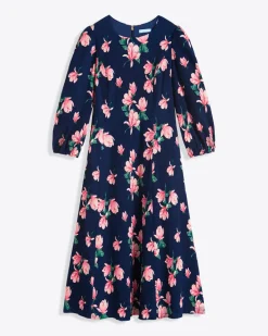 Matilda Crewneck Midi Dress in Magnolia Buds