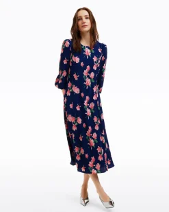 Matilda Crewneck Midi Dress in Magnolia Buds