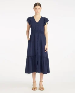Meg Midi Dress in Navy