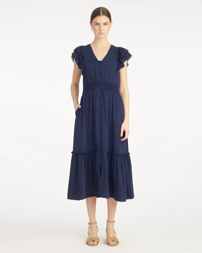 Meg Midi Dress in Navy