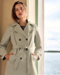 Meghan Trench Coat in Spring Sage