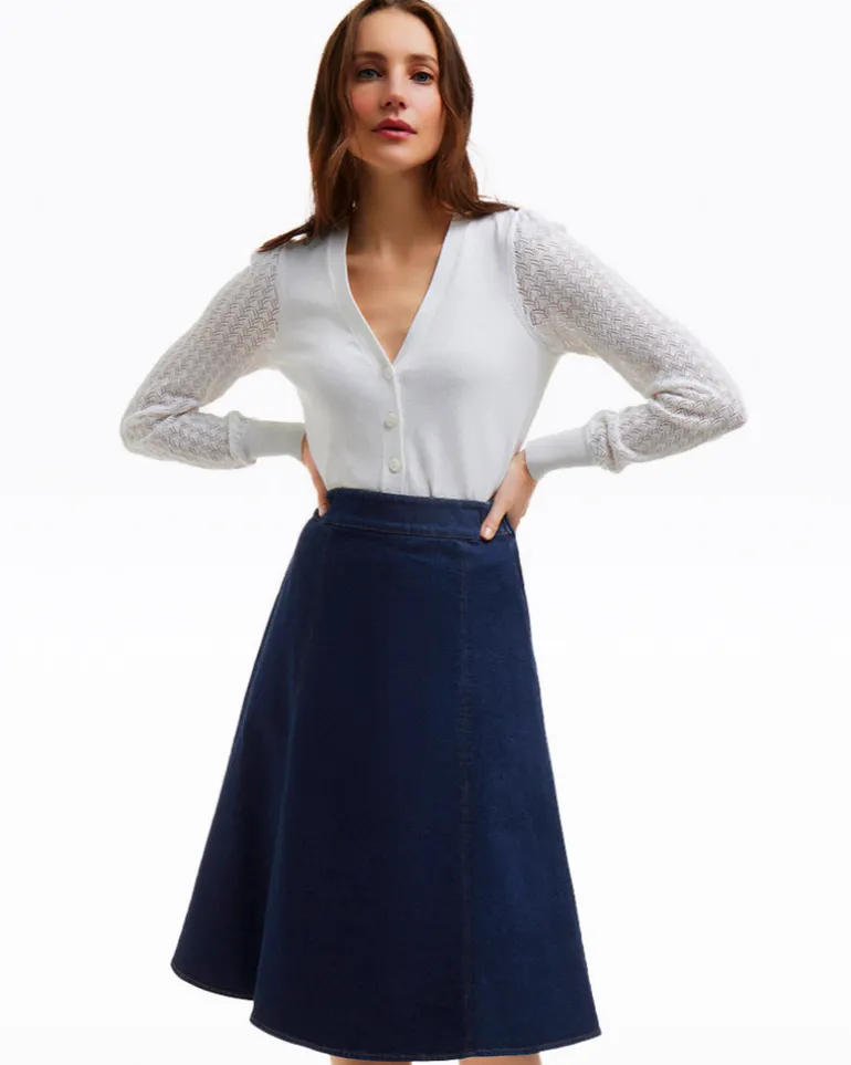Midi Skirt in Dark Wash Denim