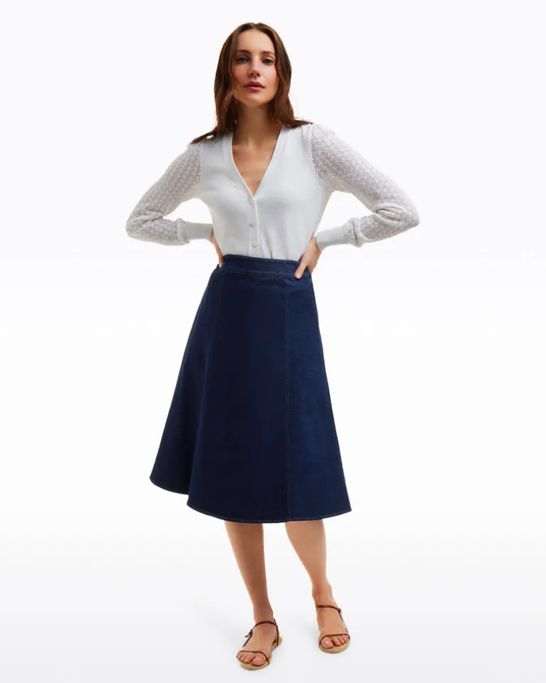 Midi Skirt in Dark Wash Denim
