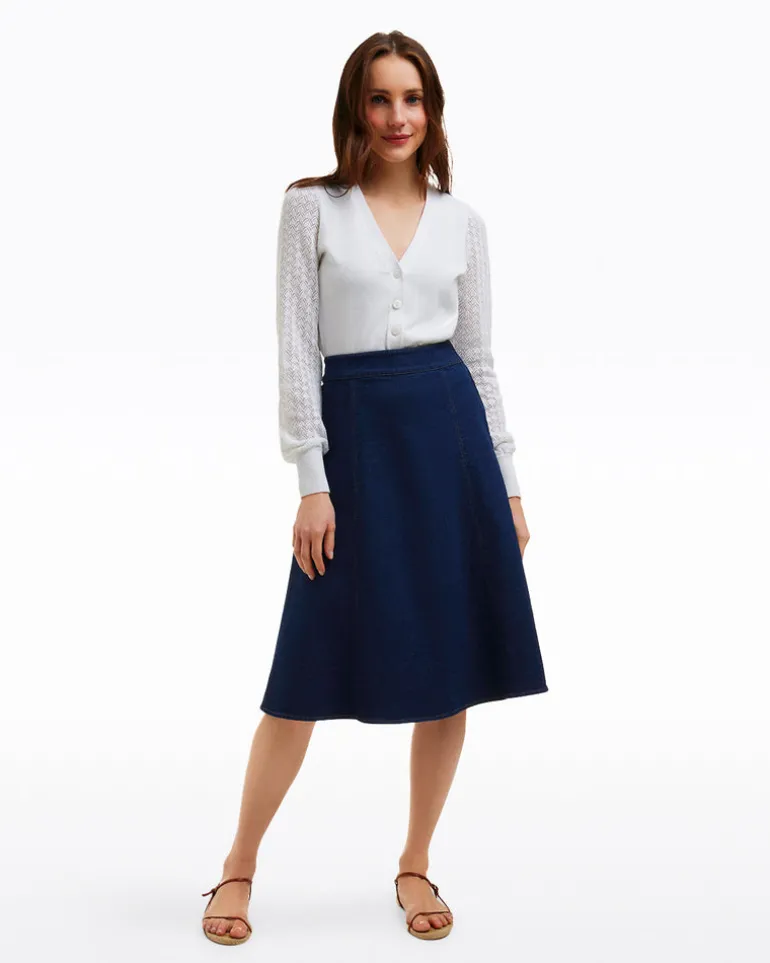 Midi Skirt in Dark Wash Denim