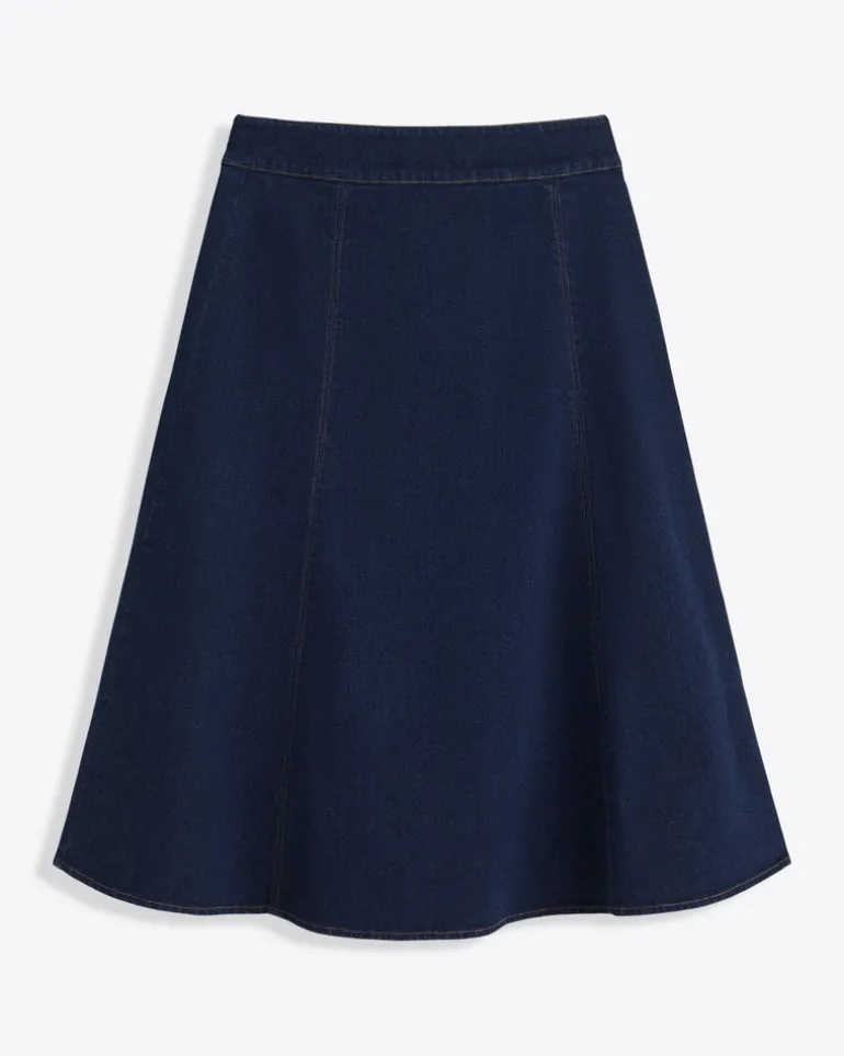 Midi Skirt in Dark Wash Denim