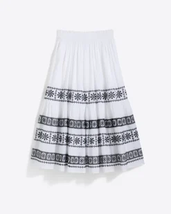 Midi Skirt in Embroidered Cotton