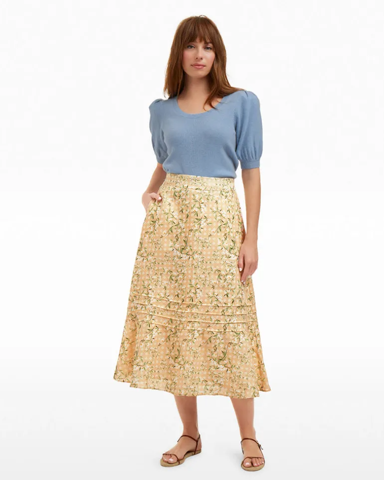 Midi Skirt in Floral Rattan