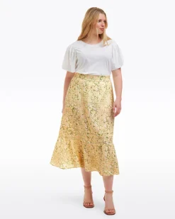 Midi Skirt in Floral Rattan