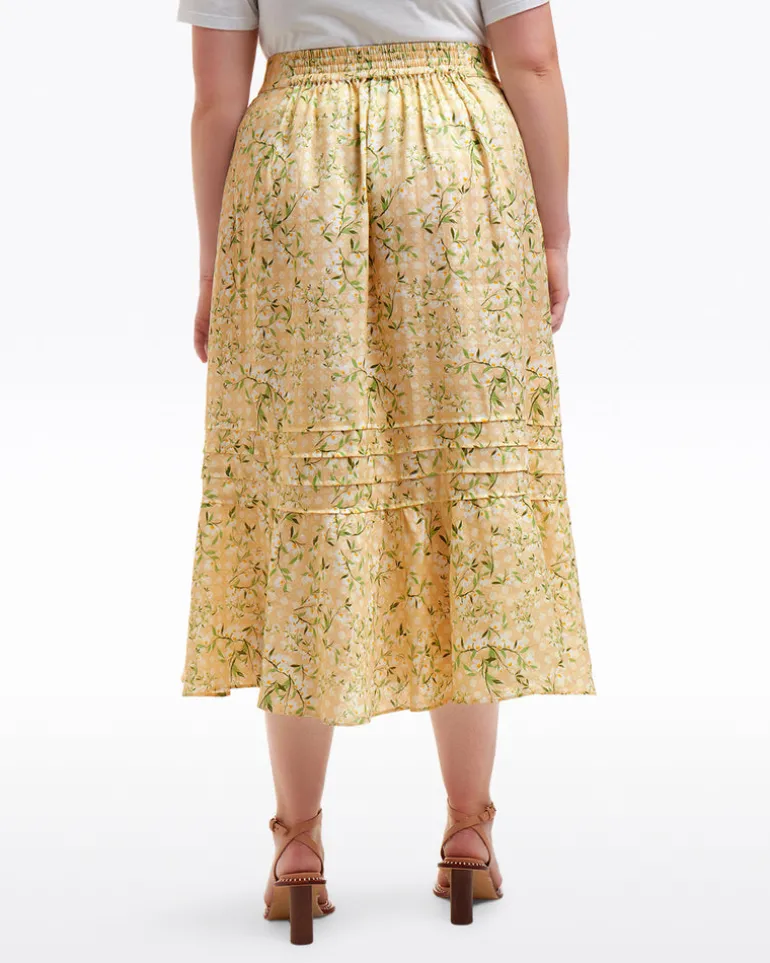 Midi Skirt in Floral Rattan