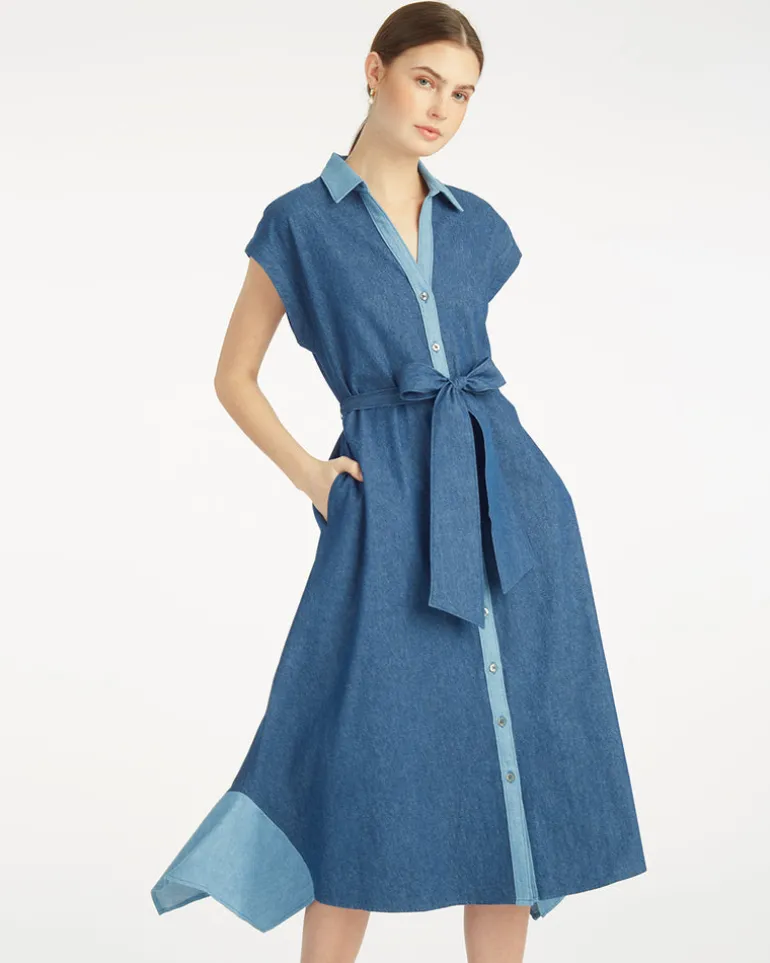Mila Midi Shirtdress in Chambray