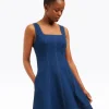 Millie Scoop Neck Mini Dress in Denim