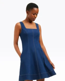 Millie Scoop Neck Mini Dress in Denim