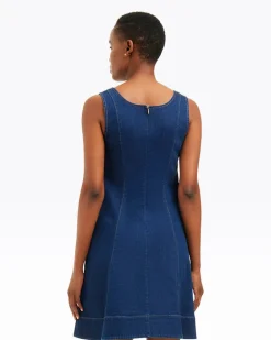 Millie Scoop Neck Mini Dress in Denim