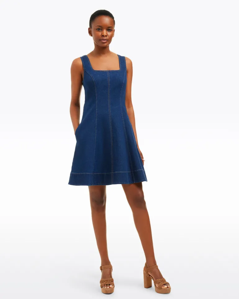 Millie Scoop Neck Mini Dress in Denim