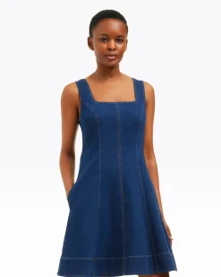 Millie Scoop Neck Mini Dress in Denim