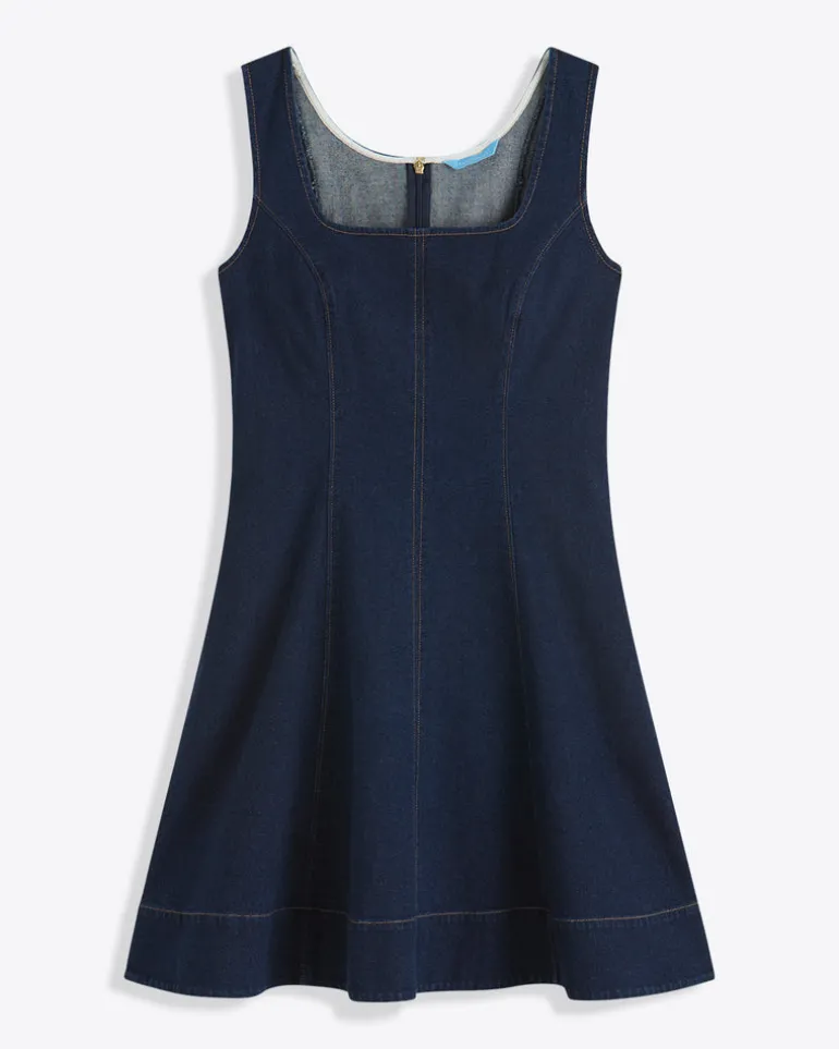 Millie Scoop Neck Mini Dress in Denim