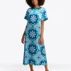 Norah Short Sleeve Midi Dress in Hammered Satin