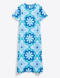 Norah Short Sleeve Midi Dress in Hammered Satin