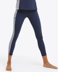 Panel Leggings in Navy Gingham