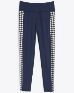 Panel Leggings in Navy Gingham