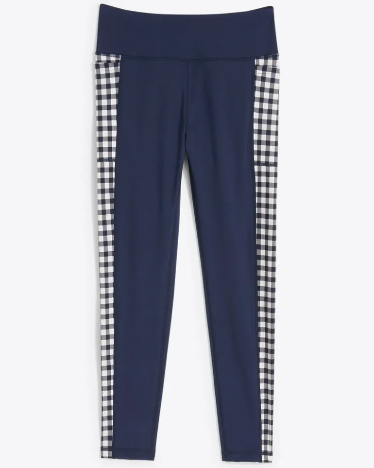 Panel Leggings in Navy Gingham