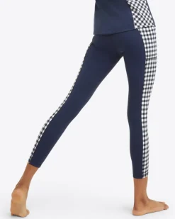 Panel Leggings in Navy Gingham