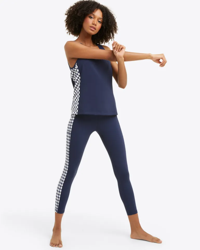 Panel Leggings in Navy Gingham