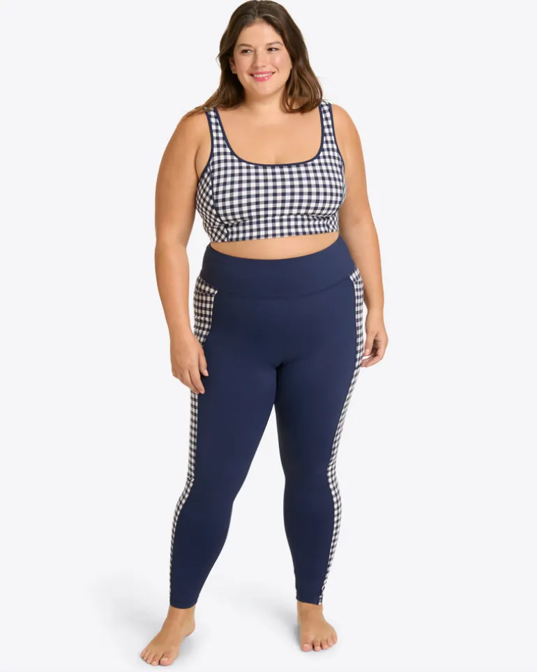Panel Leggings in Navy Gingham