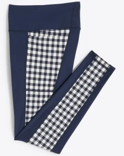 Panel Leggings in Navy Gingham
