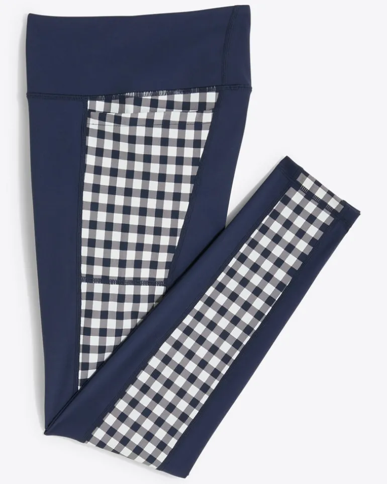 Panel Leggings in Navy Gingham