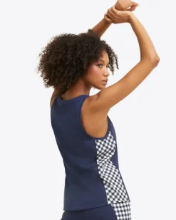 Panel Tank in Navy Gingham