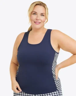 Panel Tank in Navy Gingham