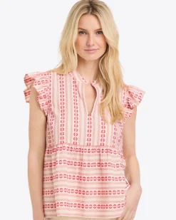 Penelope Top in Dobby Stripe