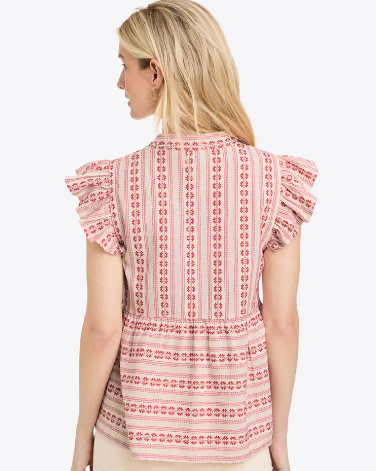 Penelope Top in Dobby Stripe
