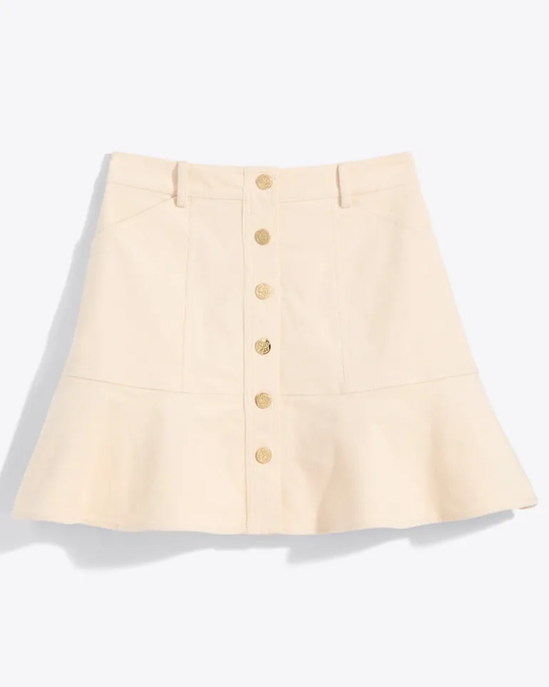 Peplum Mini Skirt in Stretch Corduroy